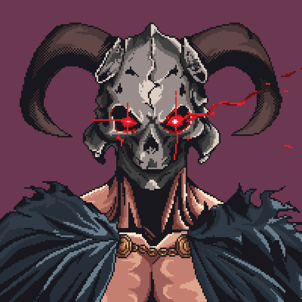 Horned skull with empty eyes